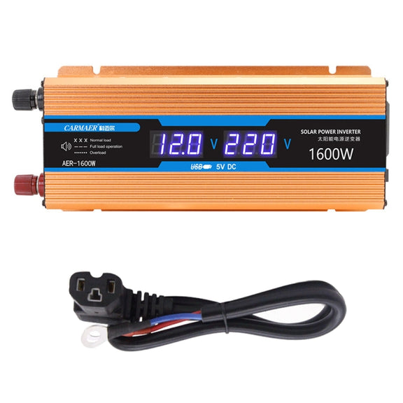 Carmaer Modified Sine Wave 48V to 220V 1600W Car Multi-function Double Digital Display Inverter Household Power Converter
