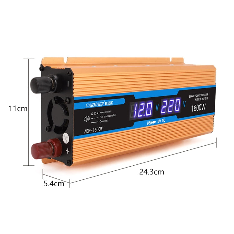 Carmaer Modified Sine Wave 48V to 220V 1600W Car Multi-function Double Digital Display Inverter Household Power Converter