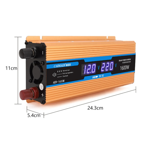 Carmaer Modified Sine Wave 48V to 220V 1600W Car Multi-function Double Digital Display Inverter Household Power Converter