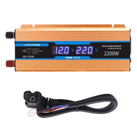 Carmaer Modified Sine Wave 48V to 220V 2200W Car Multi-function Double Digital Display Inverter Household Power Converter