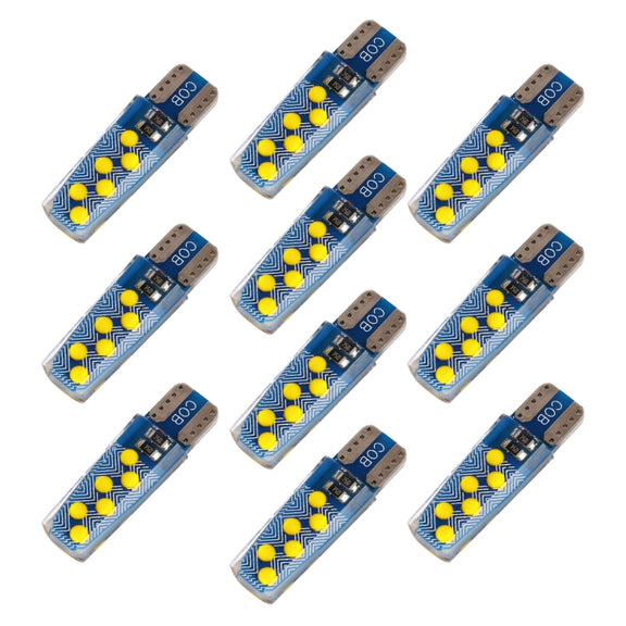 10 PCS T10 DC12V / 1.2W Car Clearance Light 12LEDs COB Lamp Beads (Yellow Light)