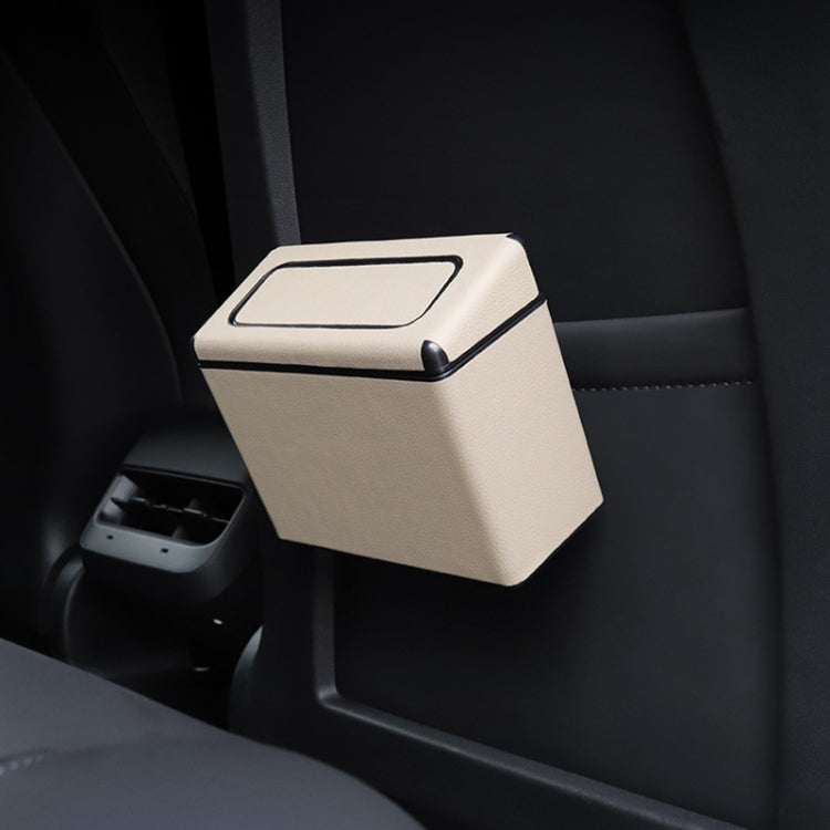 Car Plastic Trash Can Large Capacity Interior Accessories Box (Beige)