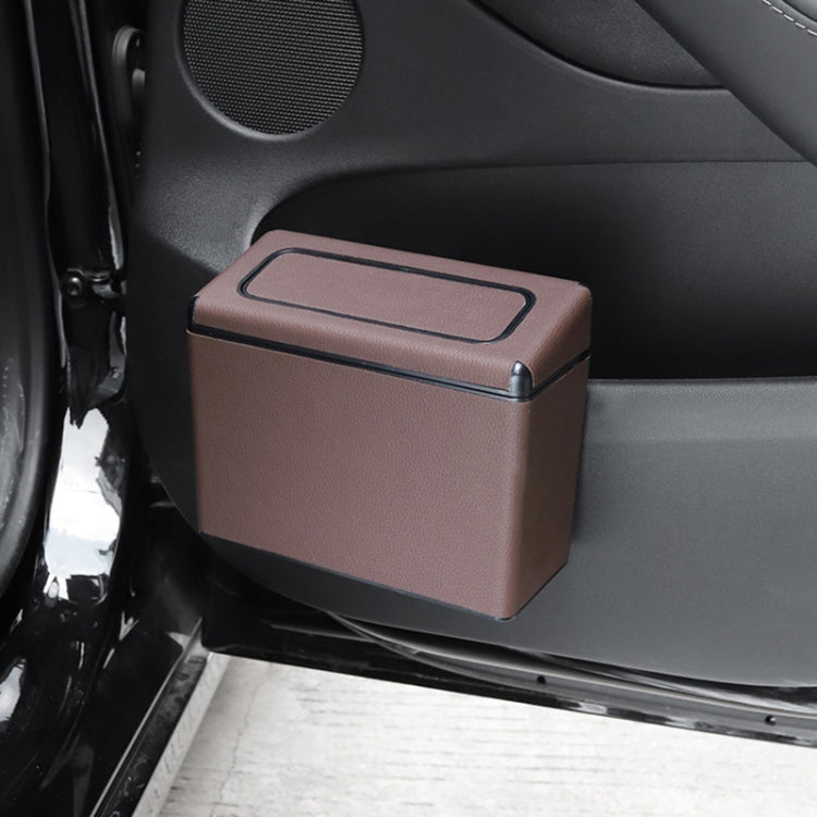Car Plastic Trash Can Large Capacity Interior Accessories Box (Brown)