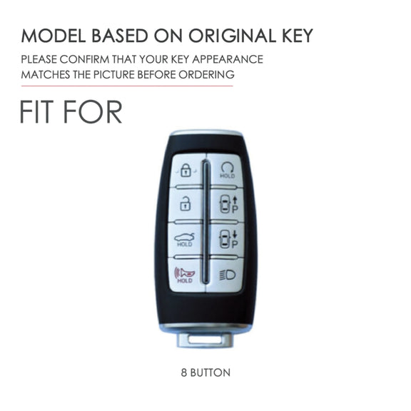 Hallmo Car Cowhide Leather Key Protective Cover Key Case for Hyundai Rohens Genesis 8-button(Blue)