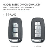 Hallmo Car Cowhide Leather Key Protective Cover Key Case for KIA K2 / K3 / K5 4-button(Black)