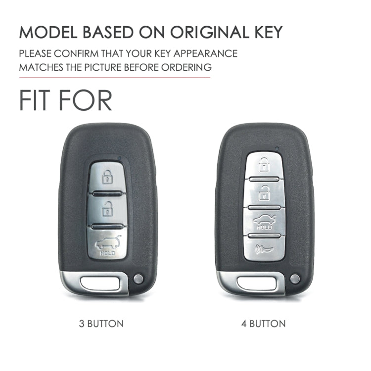 Hallmo Car Cowhide Leather Key Protective Cover Key Case for KIA K2 / K3 / K5 4-button(Black)
