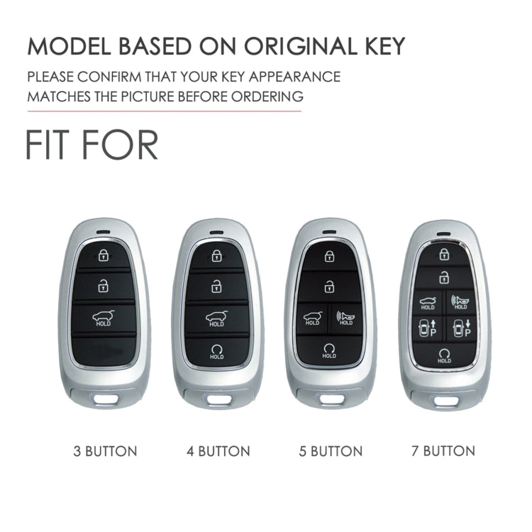 Hallmo Car Cowhide Leather Key Protective Cover Key Case for Hyundai 4-button Start(Blue)