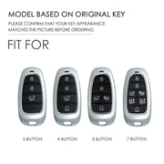 Hallmo Car Cowhide Leather Key Protective Cover Key Case for Hyundai 4-button Start(Blue)
