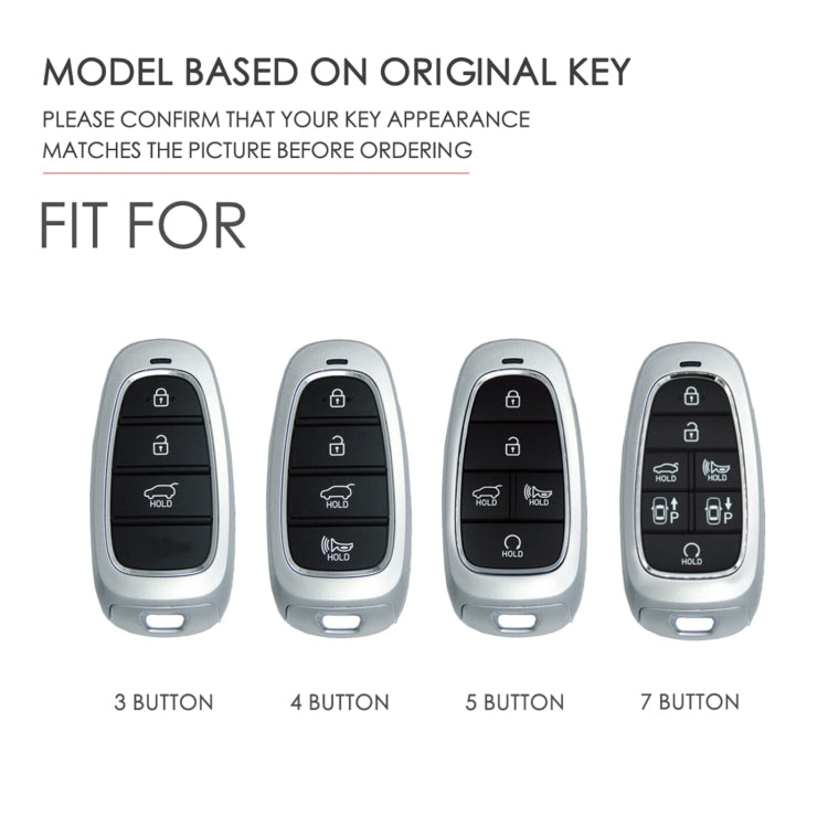 Hallmo Car Cowhide Leather Key Protective Cover Key Case for Hyundai 5-button(Blue)