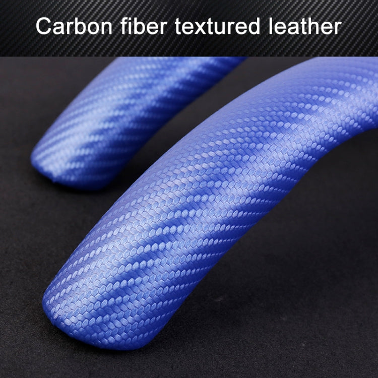 Car Universal Carbon Fiber Texture Leather Steering Wheel Cover (Blue)