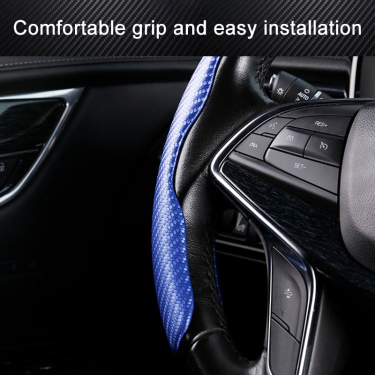 Car Universal Carbon Fiber Texture Leather Steering Wheel Cover (Black)