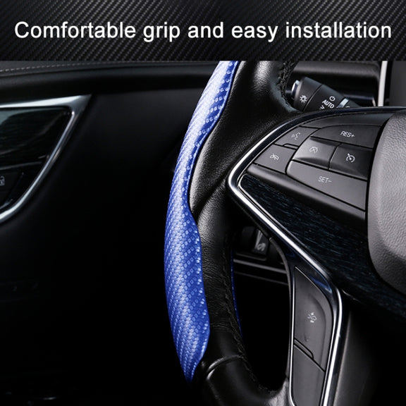 Car Universal Carbon Fiber Texture Leather Steering Wheel Cover (Black)