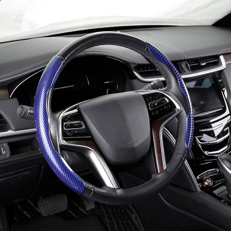 Car Universal Carbon Fiber Steering Wheel Cover (Blue)
