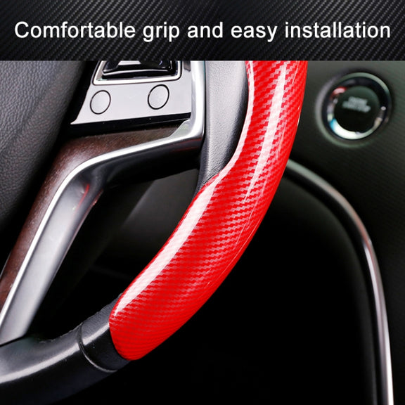 Car Universal Carbon Fiber Steering Wheel Cover (Red)