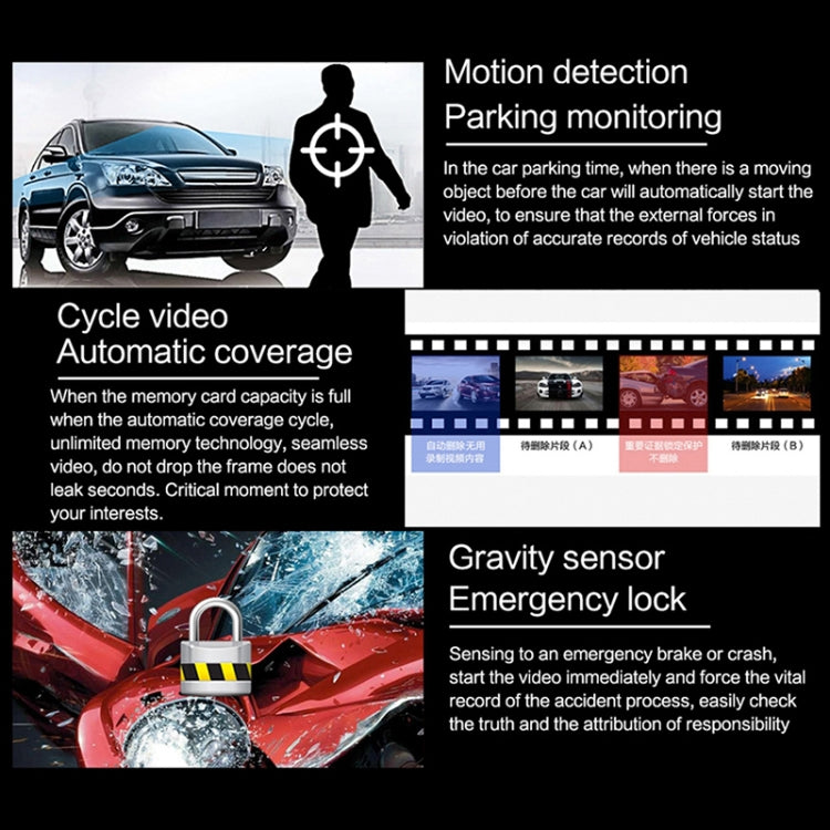 F22 3.16 inch 1080P HD Night Vision WiFi Connected Driving Recorder