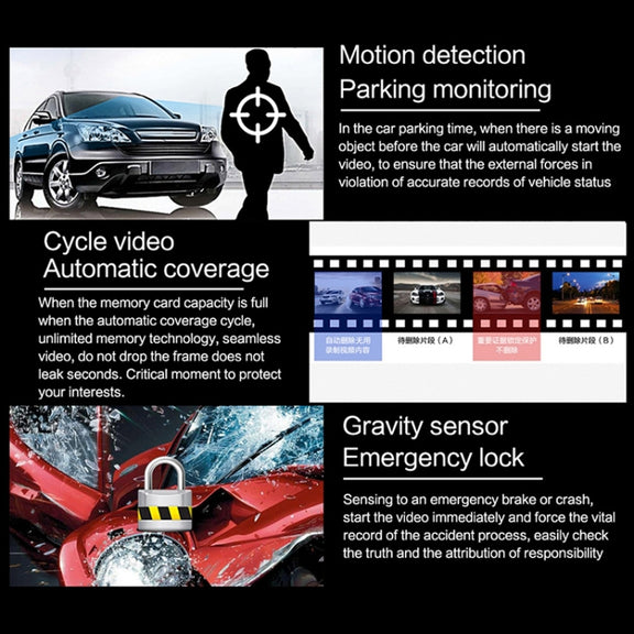 F22 3.16 inch 1080P HD Night Vision Driving Recorder, Standard Version