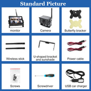 7 inch Car Digital Wireless Rear-view Split-screen Monitor Four Record