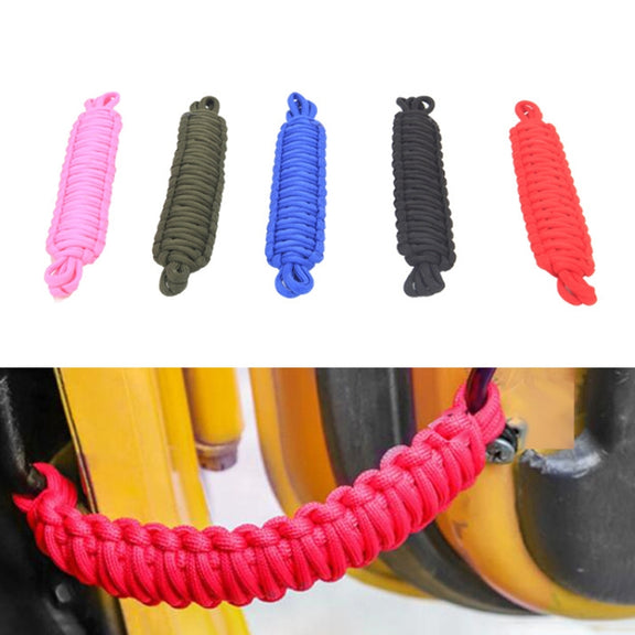 Pair Car Door Limit Braided Rope Strap for Jeep Wrangler (Black)