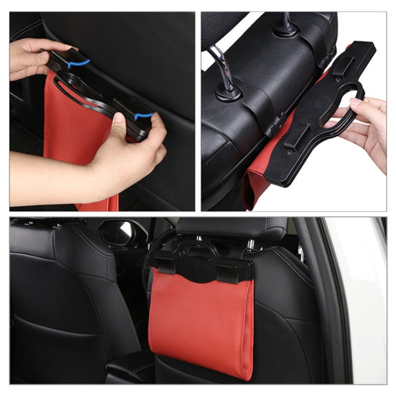 Car Multi-functional Hanging Front Trash Can with LED Light, 32 x 28cm (Beige)