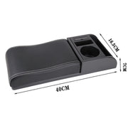 Car Multi-functional Dual USB Armrest Box Booster Pad, Microfiber Leather Curved Type (Black White)