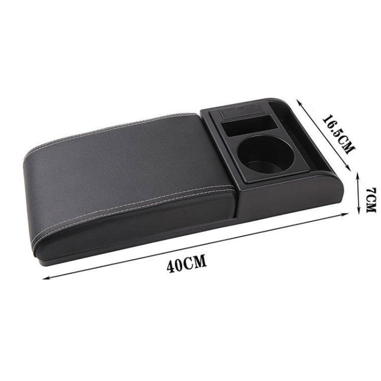 Car Multi-functional Dual USB Armrest Box Booster Pad, Microfiber Leather Straight Type (Black White)