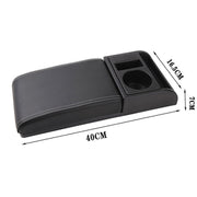 Car Multi-functional Dual USB Armrest Box Booster Pad, Microfiber Leather Straight Type (Black White)