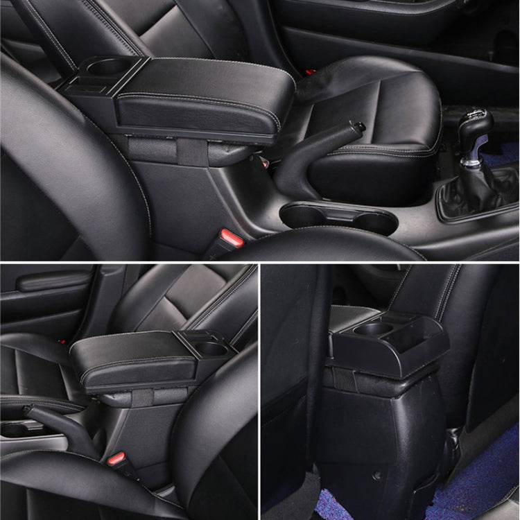 Car Multi-functional Dual USB Armrest Box Booster Pad, Microfiber Leather Straight Type (Black White)