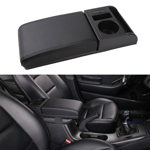 Car Multi-functional Dual USB Armrest Box Booster Pad, Microfiber Leather Straight Type (Black)