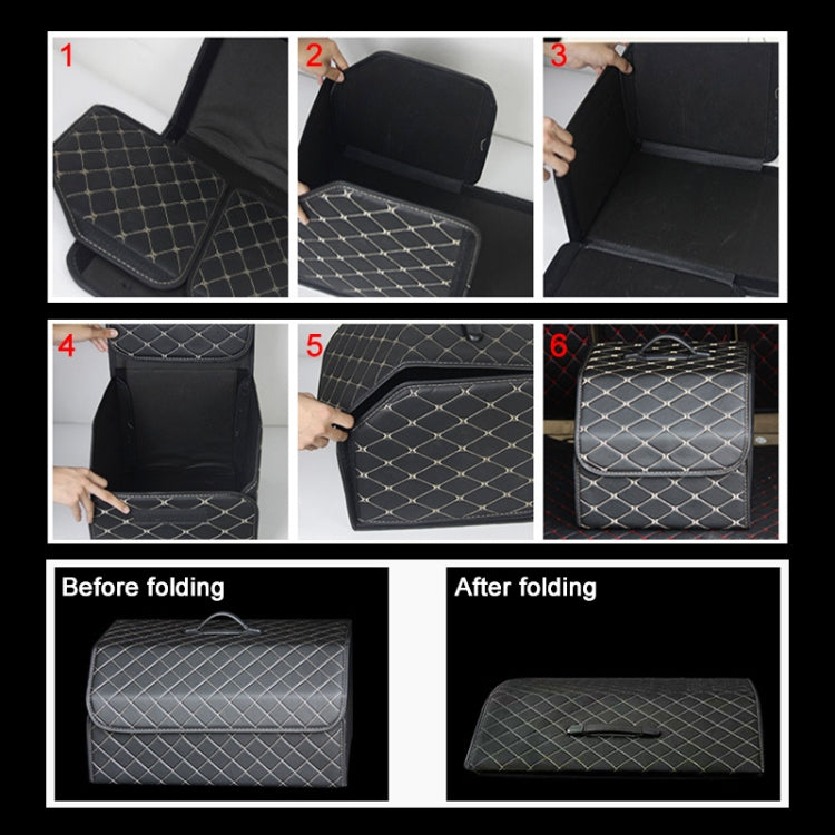 Car Trunk Foldable Storage Box, Checkered Small Size: 33 x 32 x 30cm(Beige)