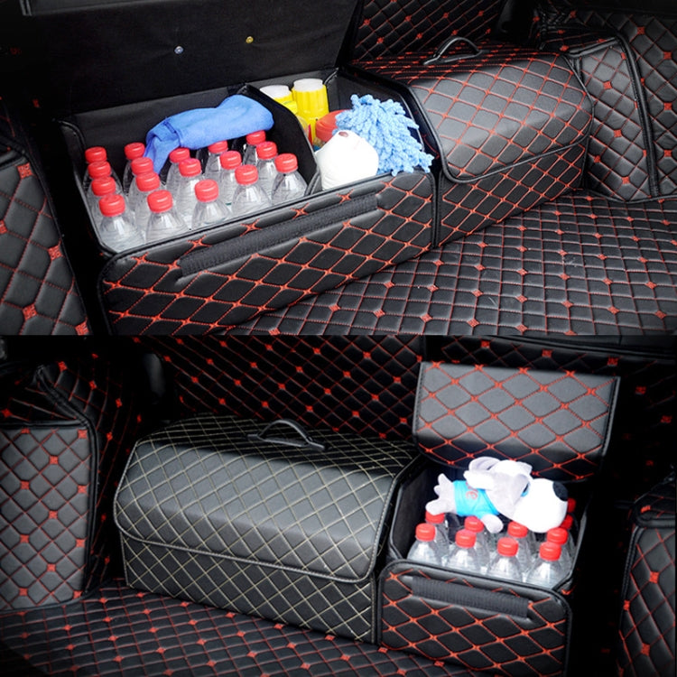 Car Trunk Foldable Storage Box, Checkered Small Size: 33 x 32 x 30cm(Beige)