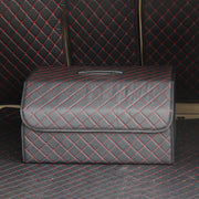 Car Trunk Foldable Storage Box, Checkered Large Size: 54 x 32 x 30cm (Black Red)