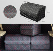 Car Trunk Foldable Storage Box, Checkered Large Size: 54 x 32 x 30cm (Black Red)