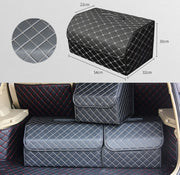 Car Trunk Foldable Storage Box, Checkered Large Size: 54 x 32 x 30cm (Beige)