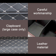 Car Trunk Foldable Storage Box, Checkered Large Size: 54 x 32 x 30cm (Beige)