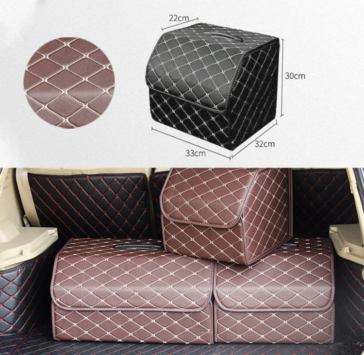 Car Trunk Foldable Storage Box, Rhombic Grid Small Size: 33 x 32 x 30cm (Coffee)