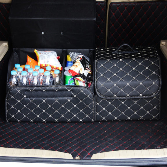 Car Trunk Foldable Storage Box, Rhombic Grid Small Size: 33 x 32 x 30cm (Black)