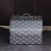 Car Trunk Foldable Storage Box, Rhombic Grid Middle Size: 40 x 32 x 30cm (Beige)