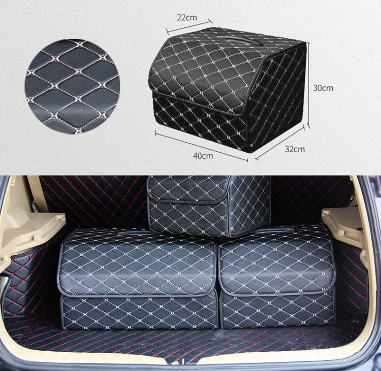 Car Trunk Foldable Storage Box, Rhombic Grid Middle Size: 40 x 32 x 30cm (Beige)