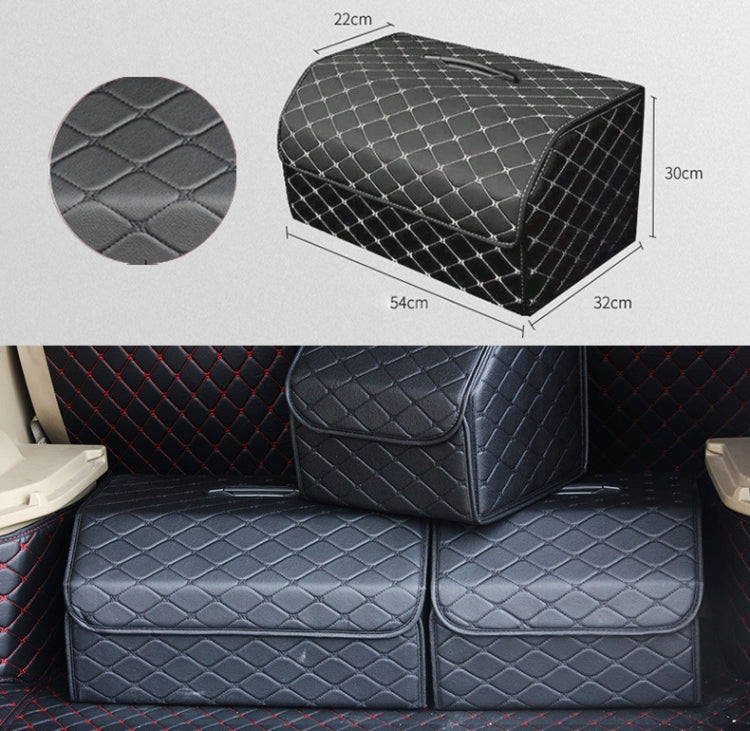 Car Trunk Foldable Storage Box, Rhombic Grid Large Size: 54 x 32 x 30cm (Black)