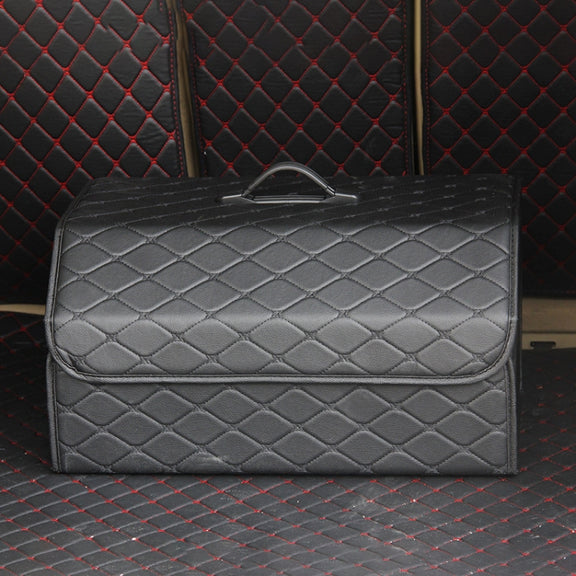 Car Trunk Foldable Storage Box, Rhombic Grid Large Size: 54 x 32 x 30cm (Black)