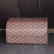 Car Trunk Foldable Storage Box, Rhombic Grid Large Size: 54 x 32 x 30cm (Coffee)