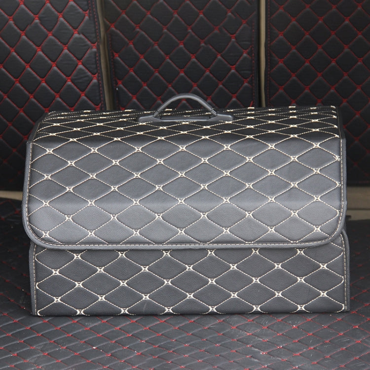 Car Trunk Foldable Storage Box, Rhombic Grid Large Size: 54 x 32 x 30cm (Beige)
