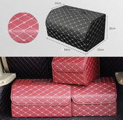 Car Trunk Foldable Storage Box, Rhombic Grid Large Size: 54 x 32 x 30cm (Wine Red)