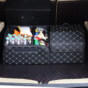 Car Trunk Foldable Storage Box, Rhombic Grid Large Size: 54 x 32 x 30cm (Wine Red)