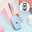 Hallmo Car Female Style Cowhide Leather Key Protective Cover for BMW, A Type(Sky Blue) - Car Key Cases by Hallmo | Online Shopping South Africa | PMC TechLife | Buy Now Pay Later Mobicred