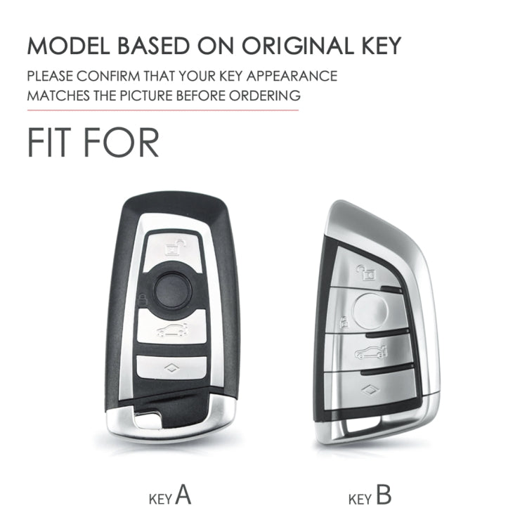 Hallmo Car Female Style Cowhide Leather Key Protective Cover for BMW, A Type(Sky Blue)