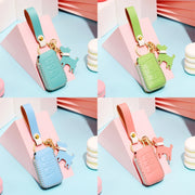 Hallmo Car Female Style Cowhide Leather Key Protective Cover for Volkswagen, A Type(Sky Blue)