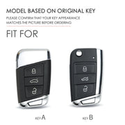 Hallmo Car Female Style Cowhide Leather Key Protective Cover for Volkswagen, A Type(Lake Blue)