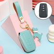 Hallmo Car Female Style Cowhide Leather Key Protective Cover for Toyota(Lake Blue) - Car Key Cases by Hallmo | Online Shopping South Africa | PMC TechLife | Buy Now Pay Later Mobicred