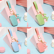 Hallmo Car Female Style Cowhide Leather Key Protective Cover for Toyota(Grass Green)